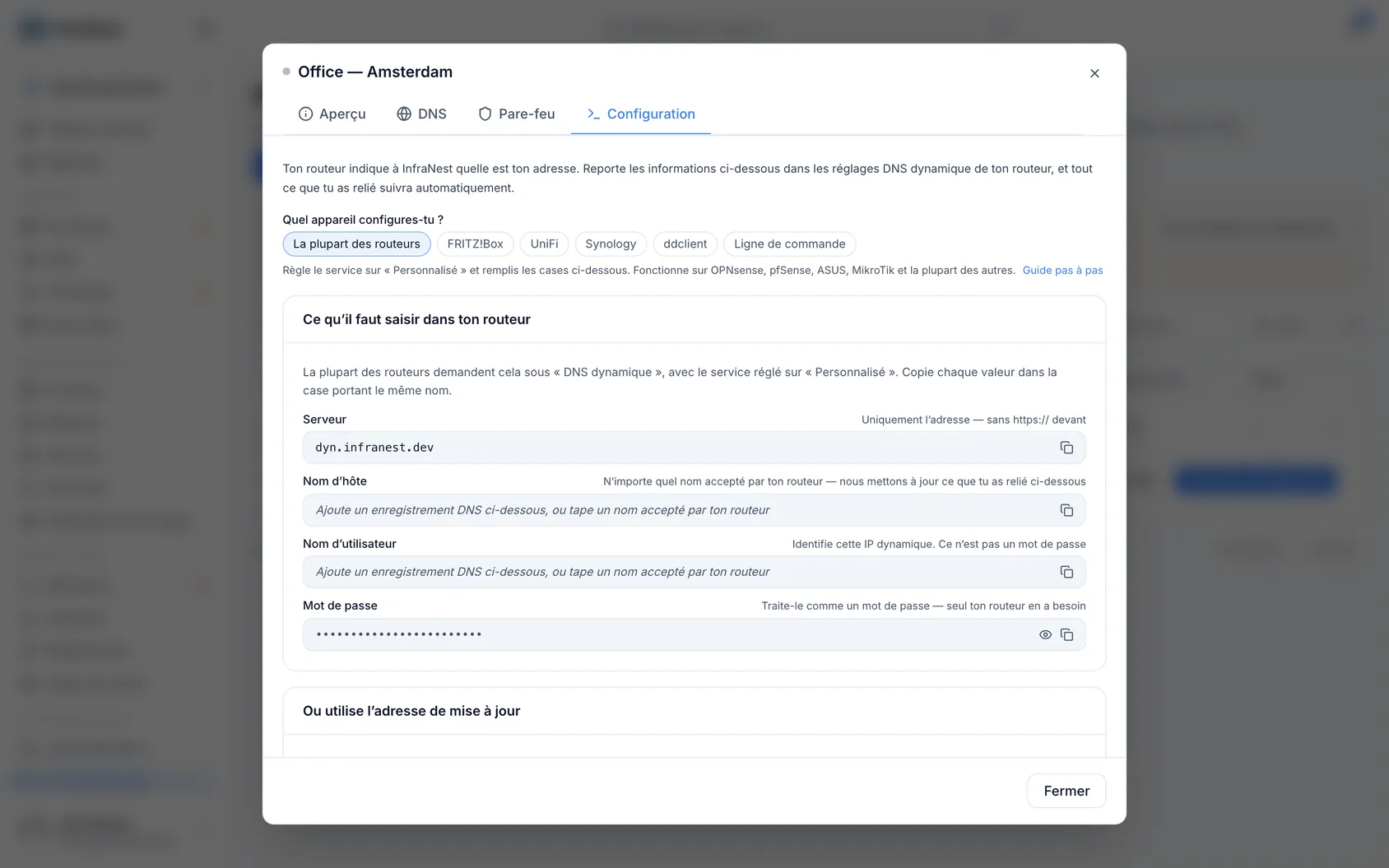 Configurer une IP dynamique