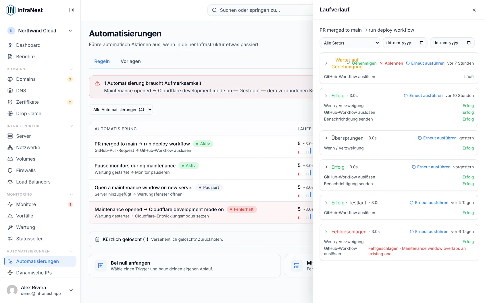 Ihre Automatisierungsläufe überprüfen