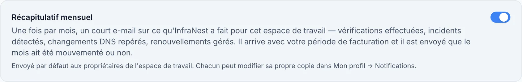 L'e-mail de récapitulatif mensuel