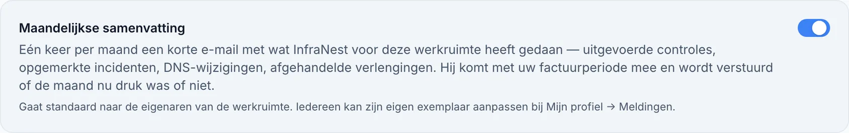 De maandelijkse samenvatting per e-mail