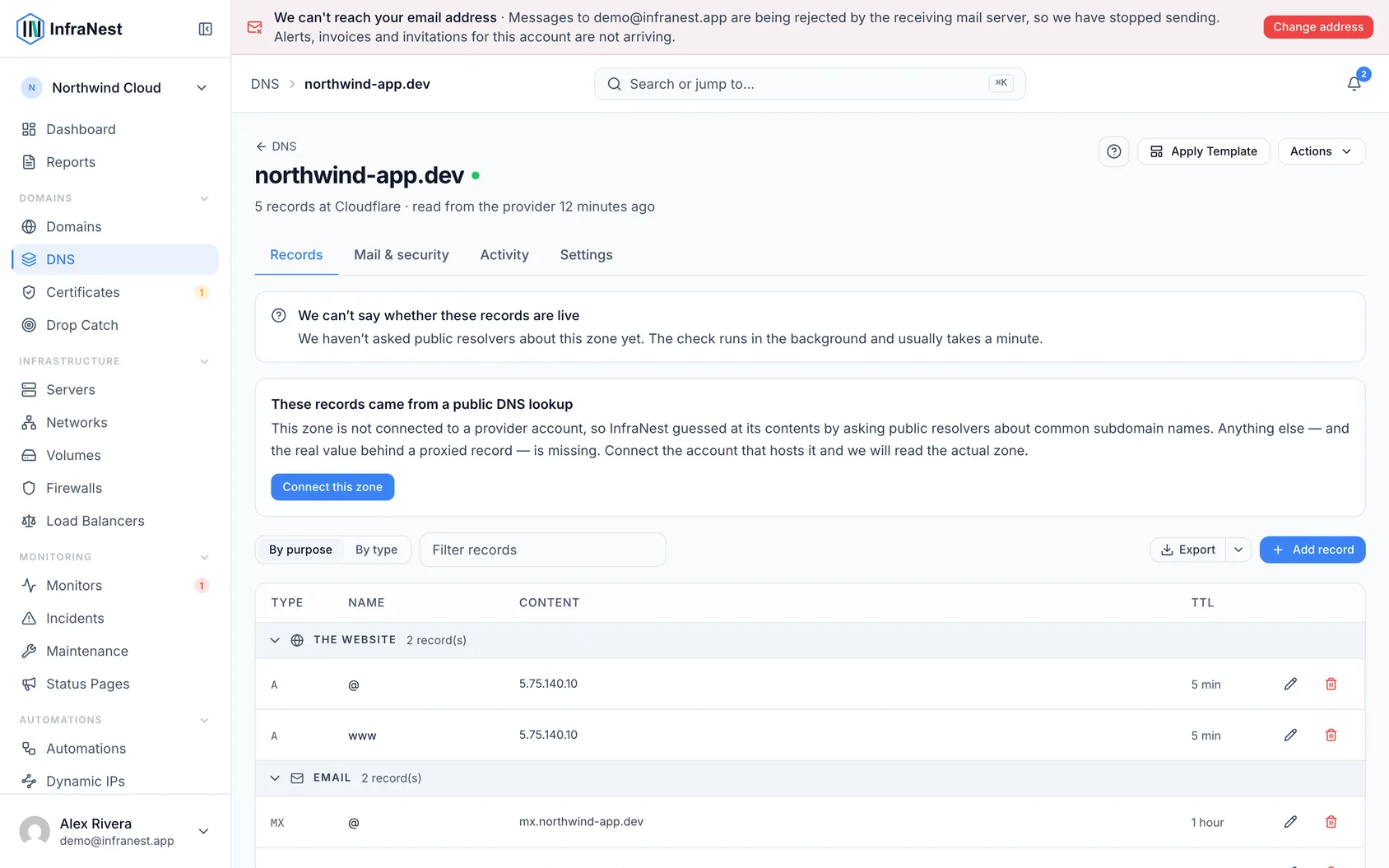 Add and edit DNS records