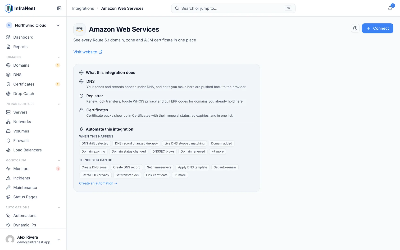 Connect Amazon Web Services (AWS)