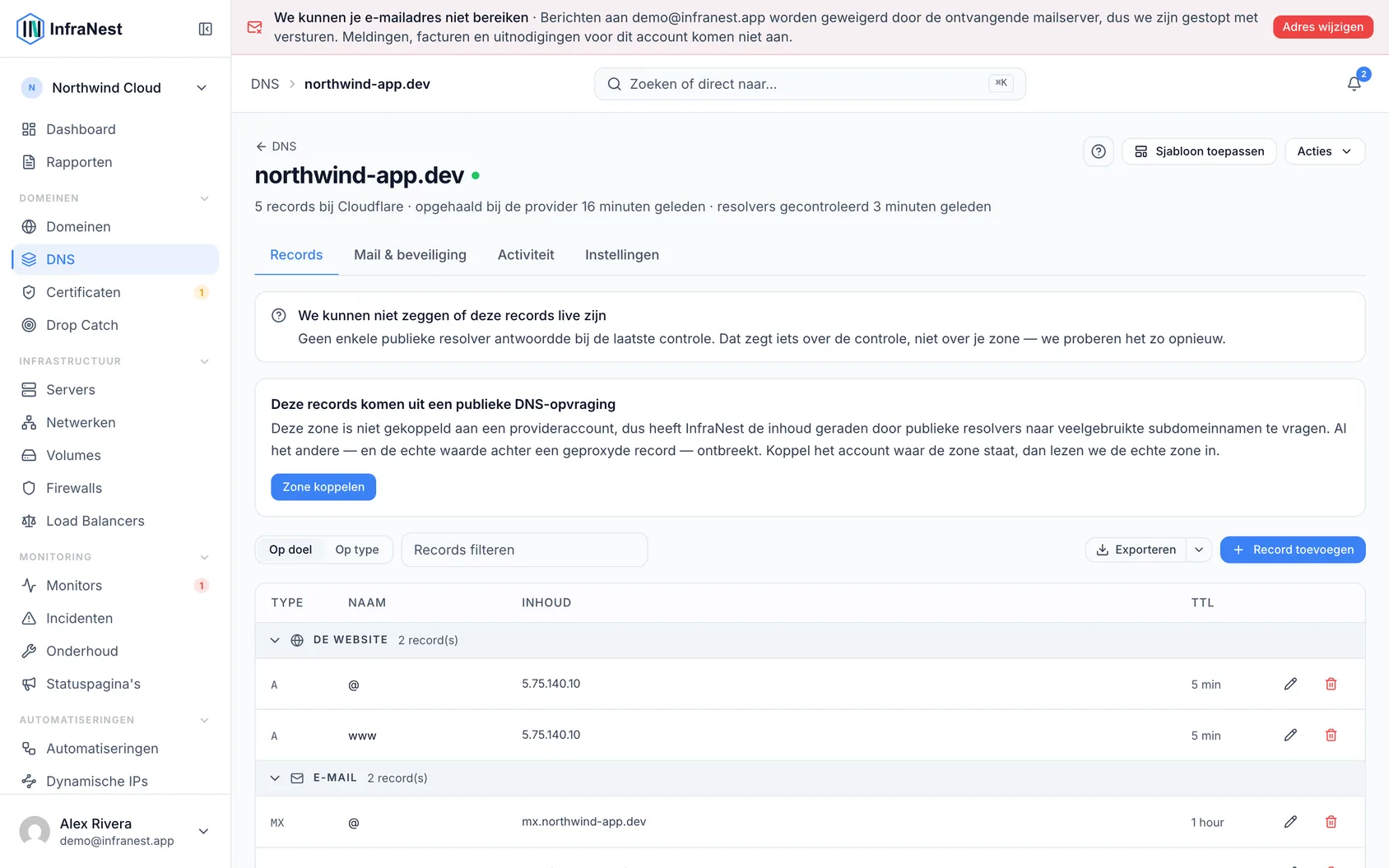 DNS- en e-mailbeveiliging controleren