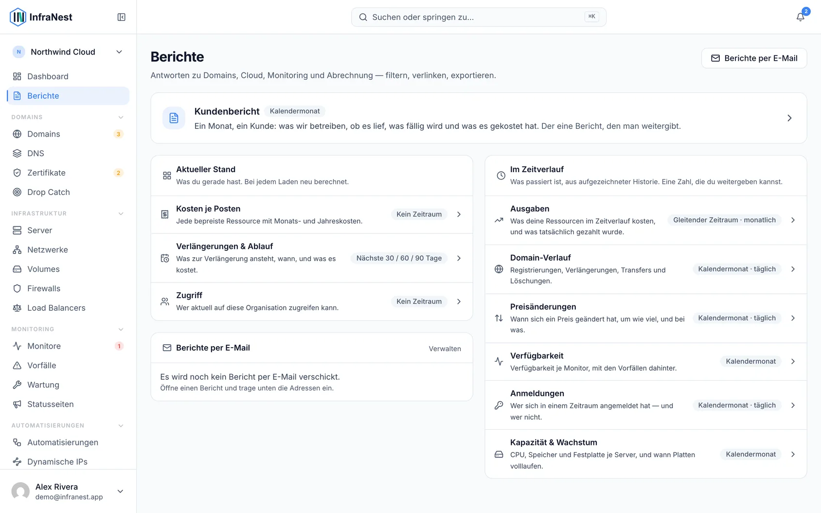 Einen Bericht finden, filtern und teilen