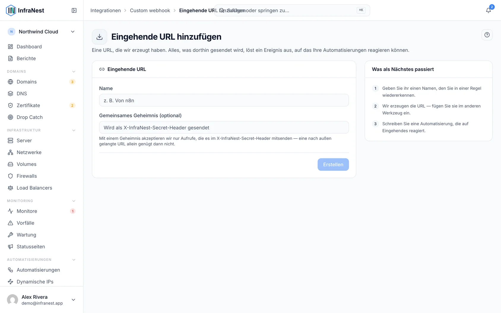 Eingehende Endpunkte und ausgehende Webhooks (2)
