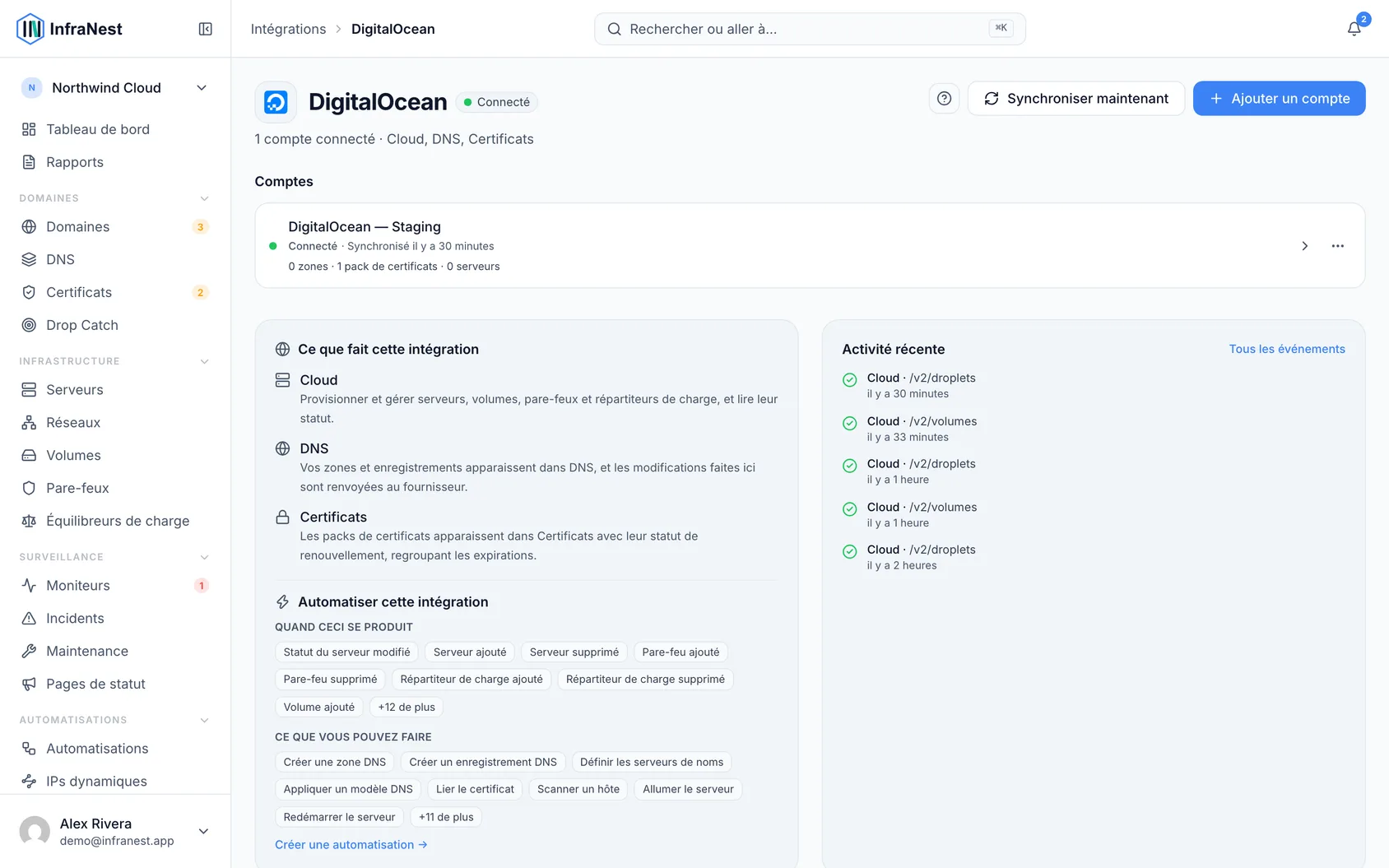 Connecter DigitalOcean