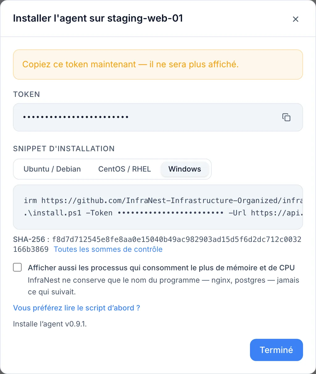 Installer l'agent serveur, étape par étape