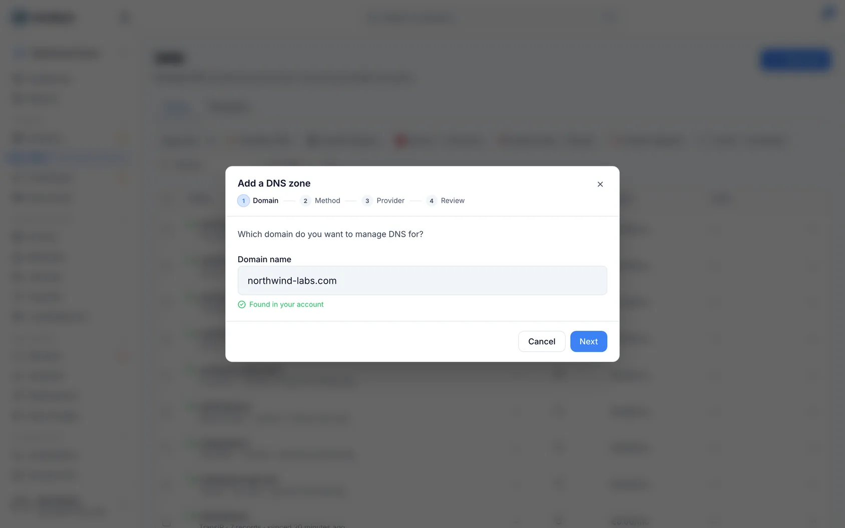 Add a DNS zone