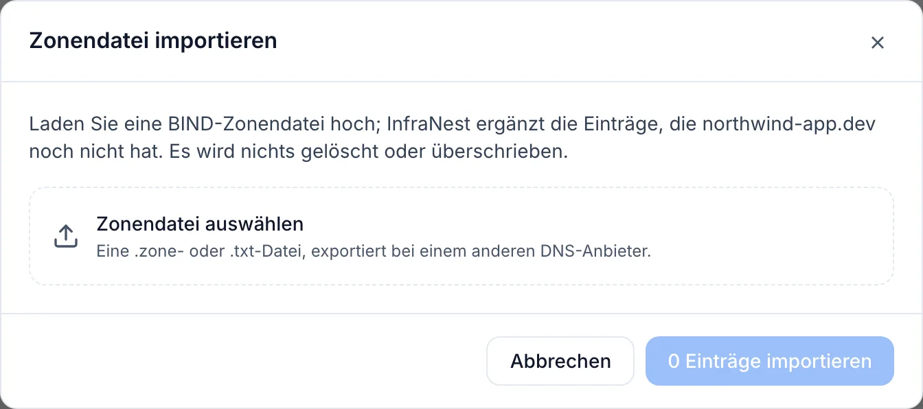 Eine Zonendatei importieren