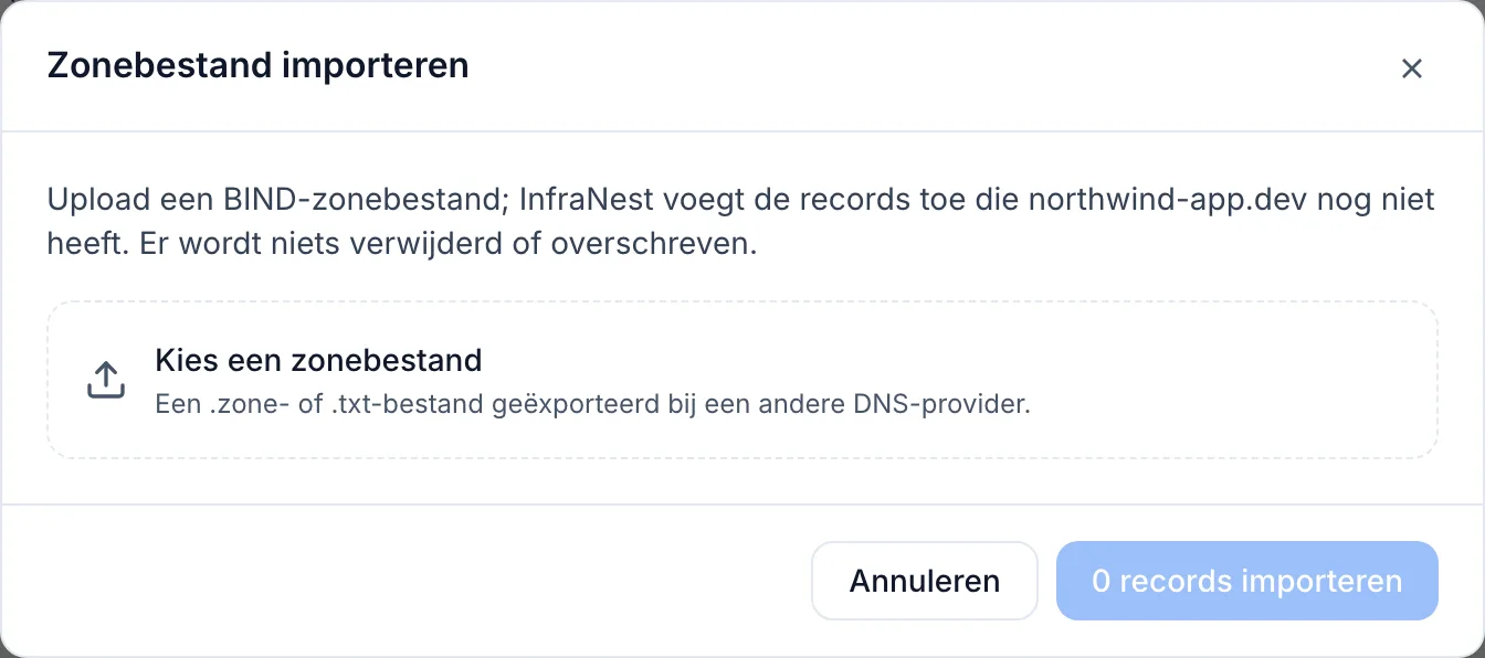 Een zonebestand importeren