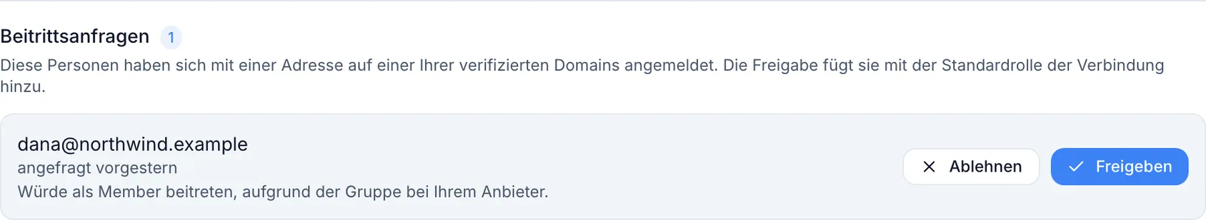 Anfragen zum Beitritt zu Ihrer Organisation genehmigen