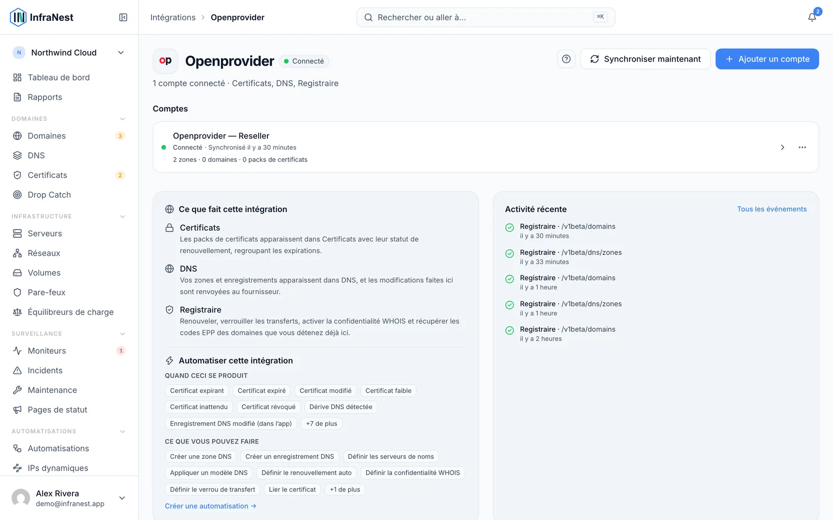 Connecter Openprovider