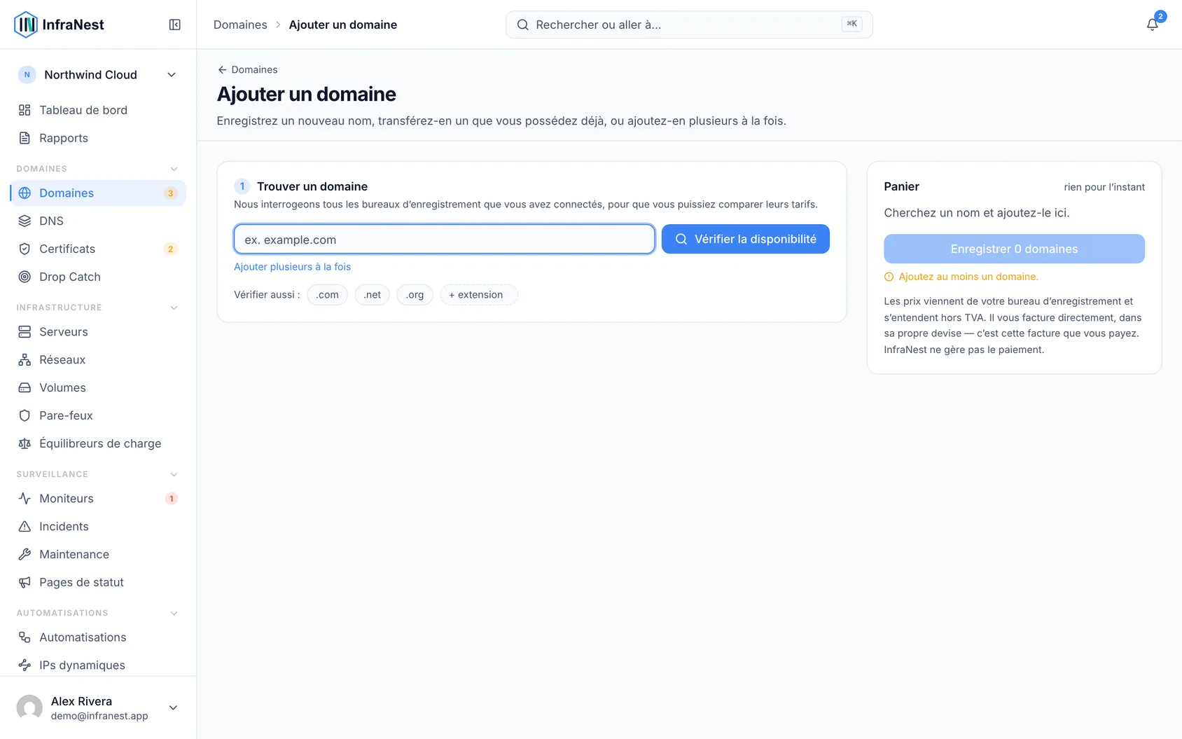 Ajouter et importer des domaines