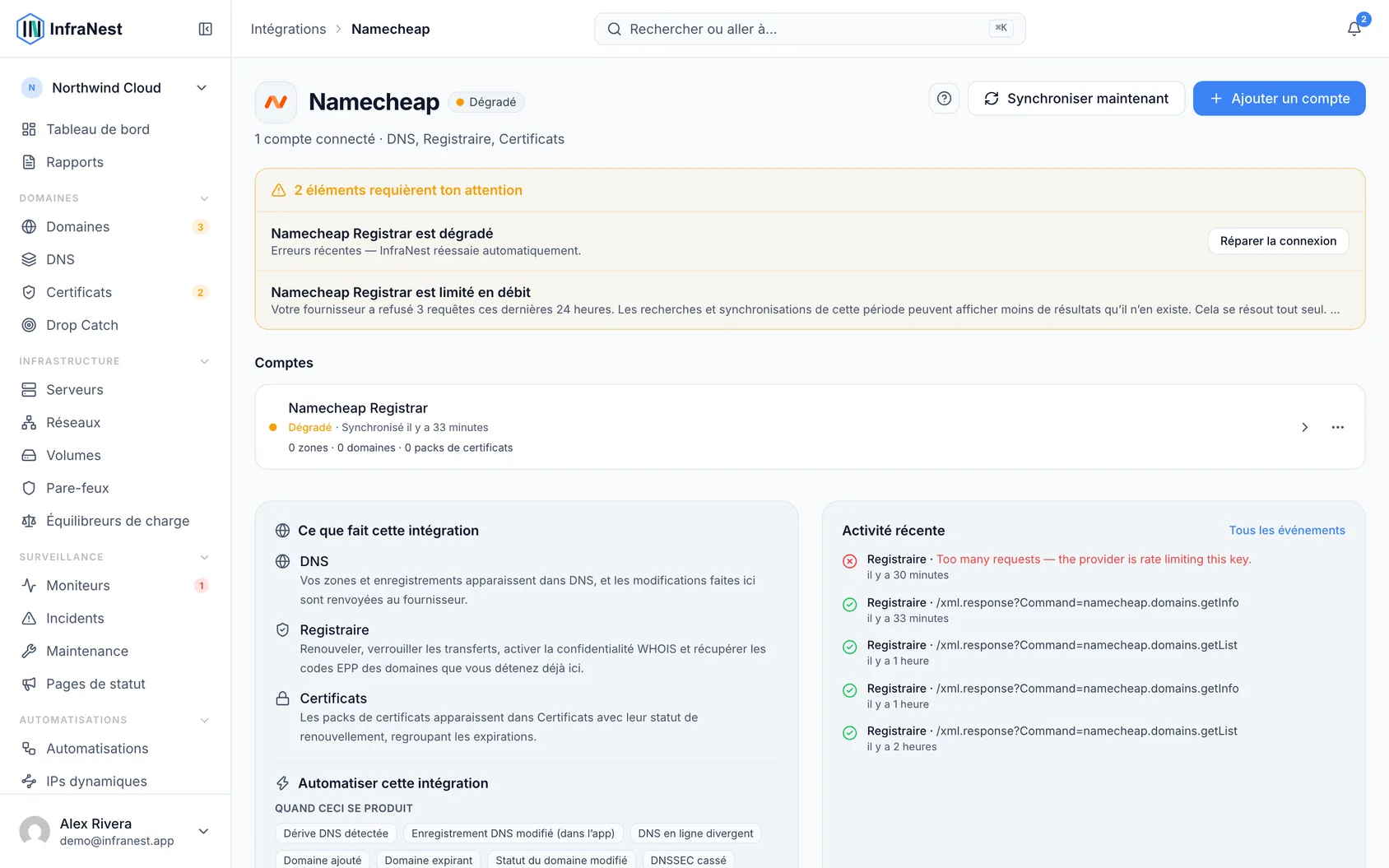 Connecter Namecheap