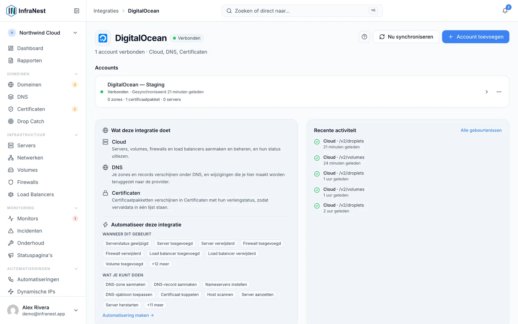 DigitalOcean koppelen