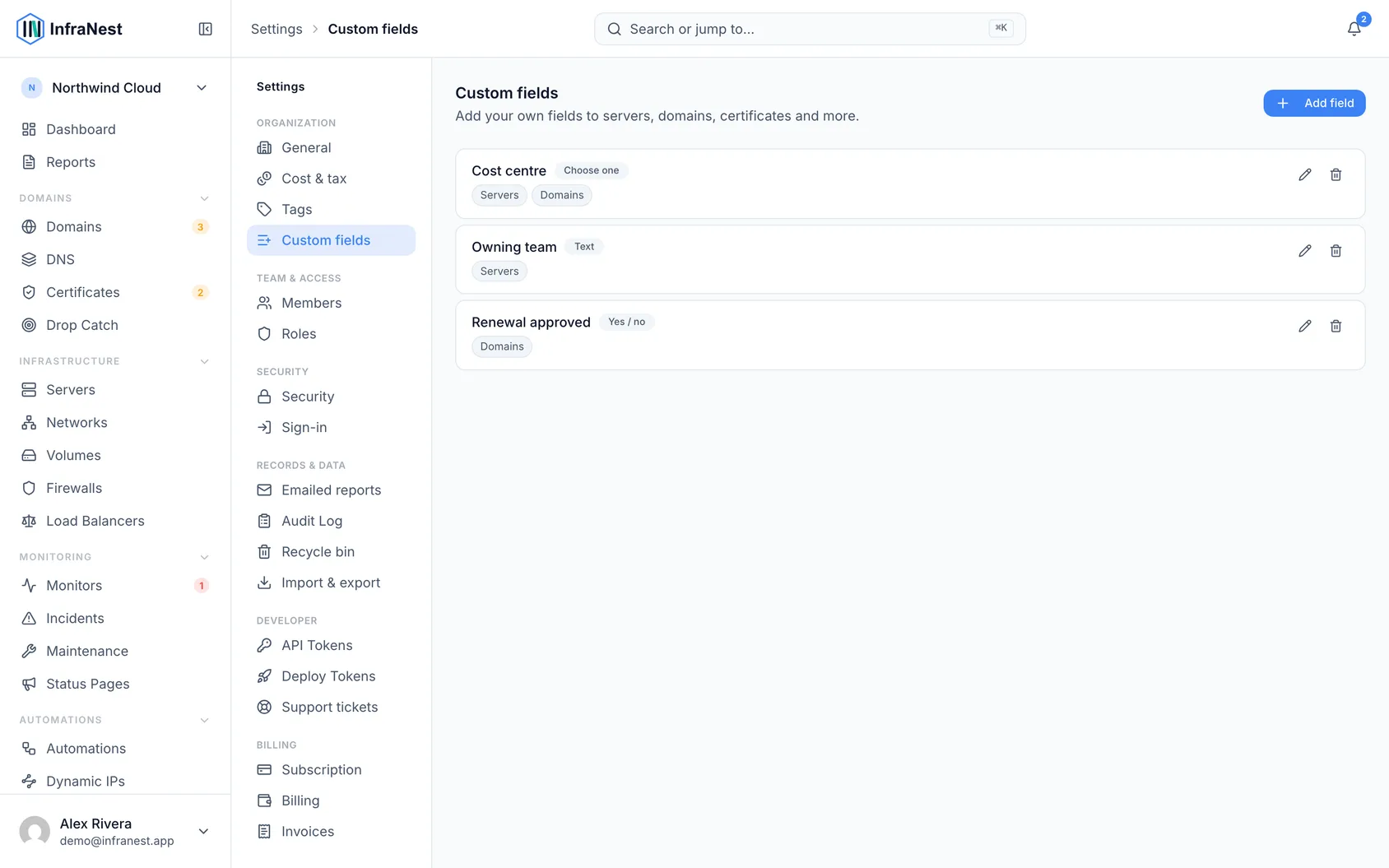Custom fields