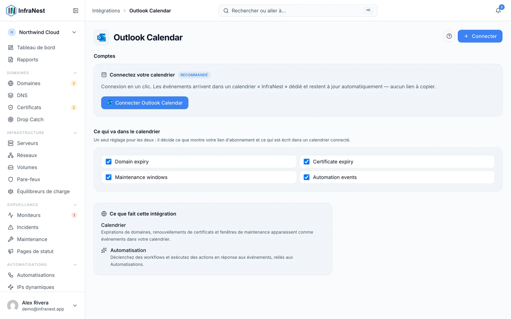 Connecter Outlook Calendar