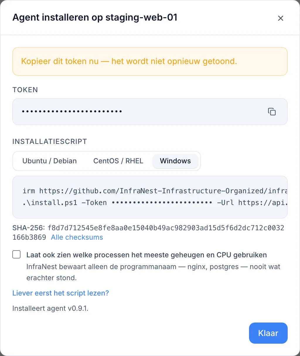 De serveragent installeren, stap voor stap