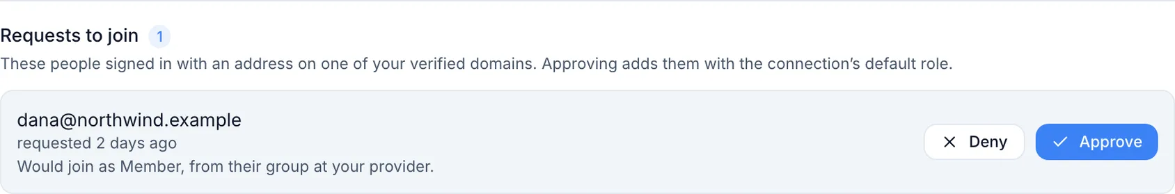 Approve requests to join your organization