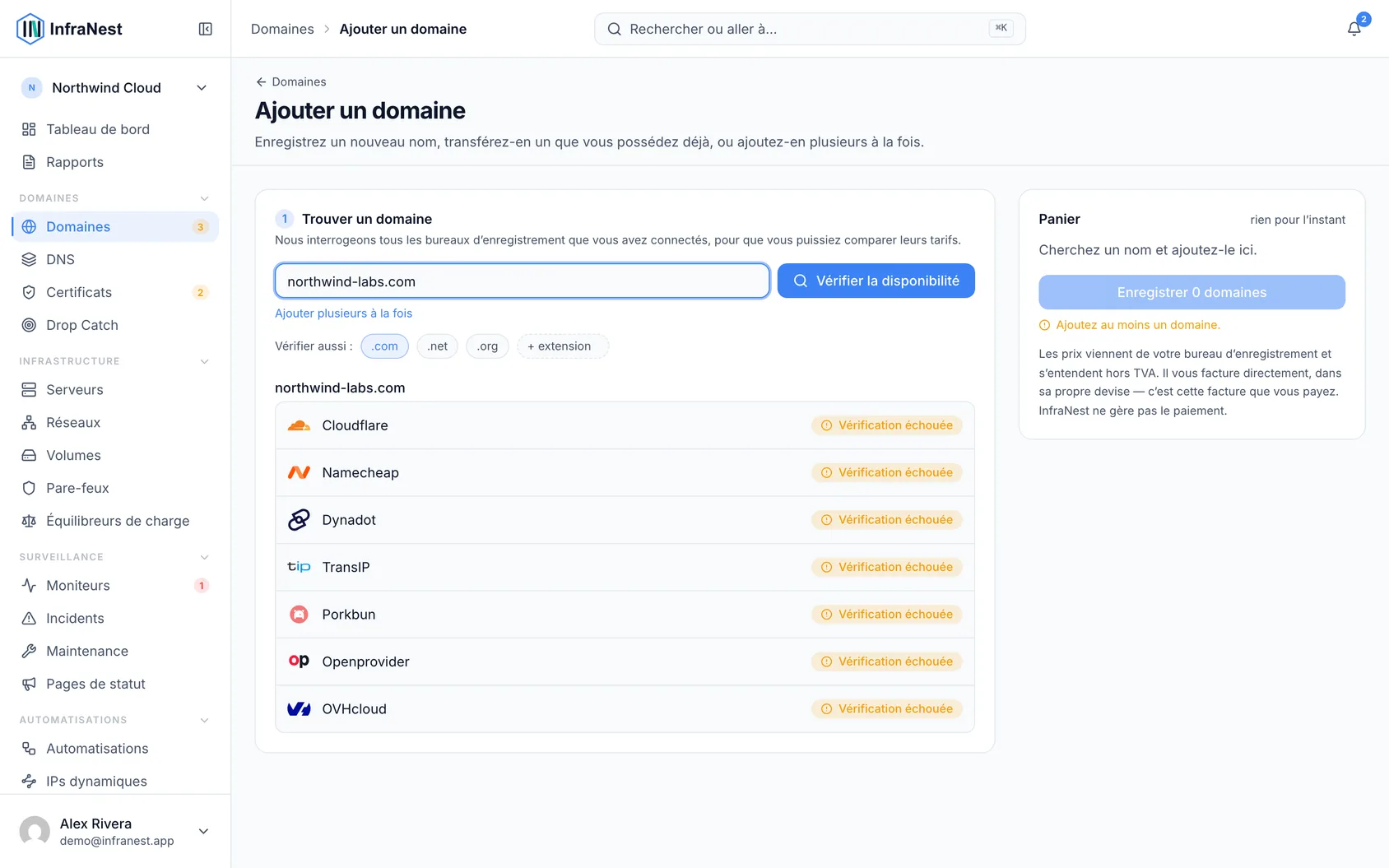 Enregistrer un nouveau domaine
