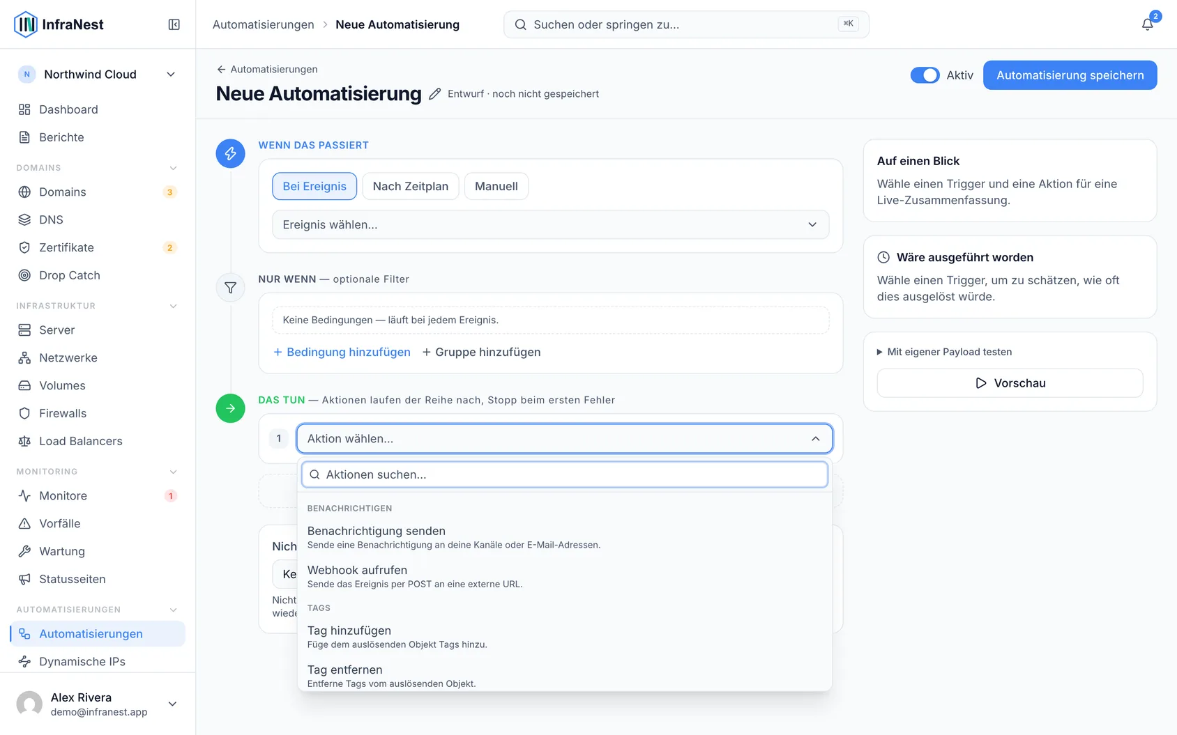 Server per Automatisierung steuern