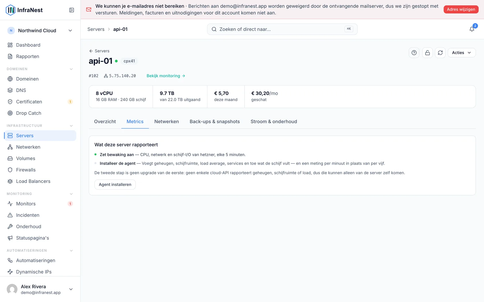 Servermetrics en meldingen