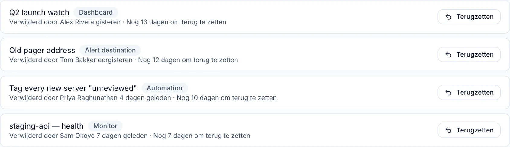 Iets herstellen dat je hebt verwijderd