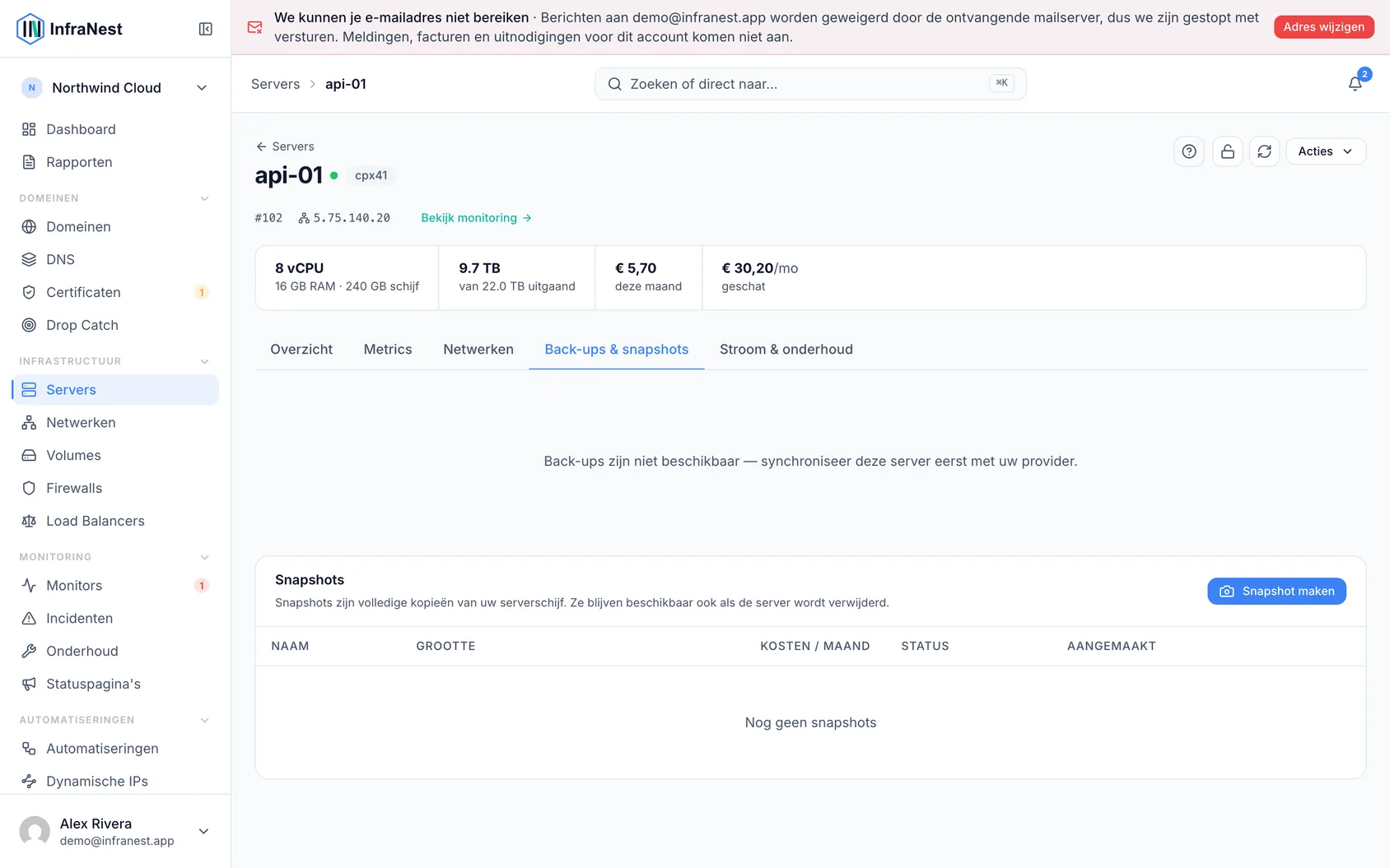 Serverback-ups en snapshots