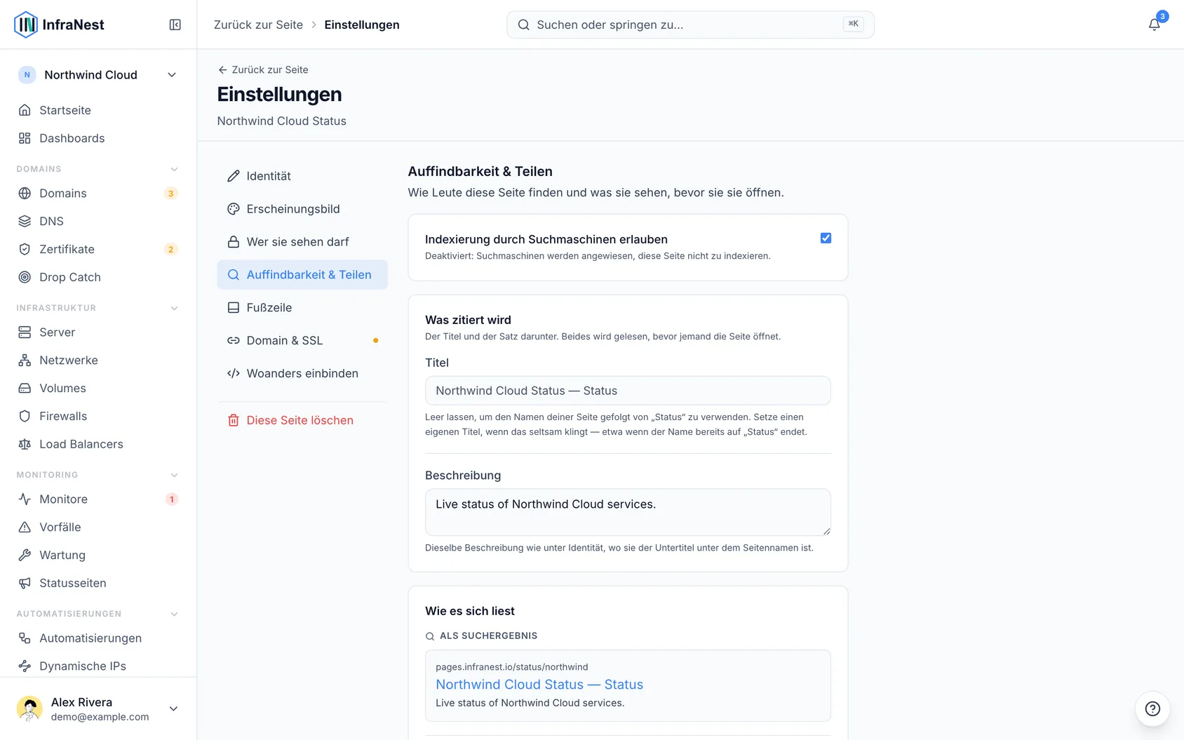 Was Menschen sehen, wenn dein Statusseiten-Link geteilt wird