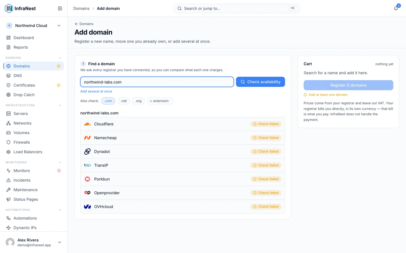 Register a new domain