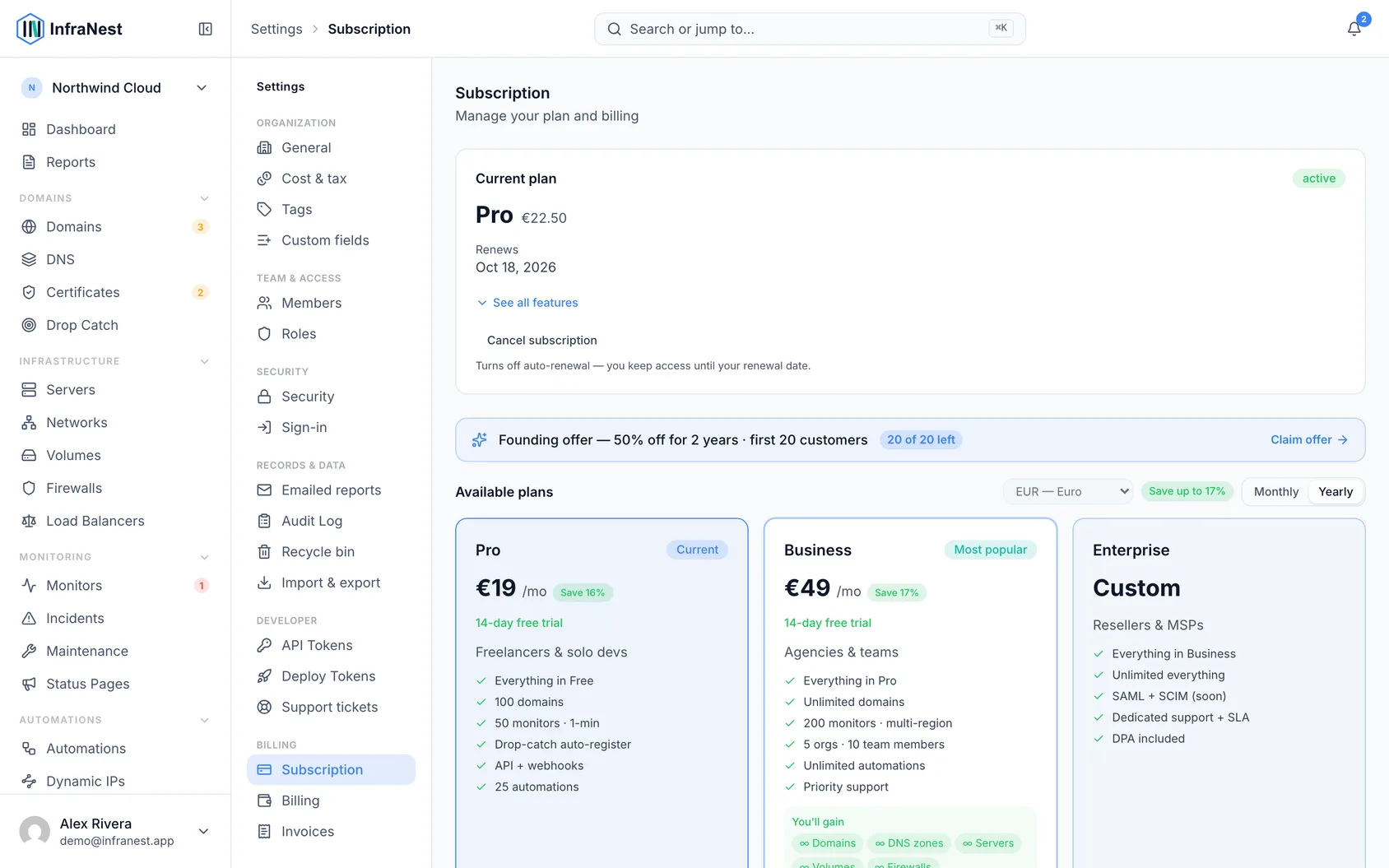 Billing and plans