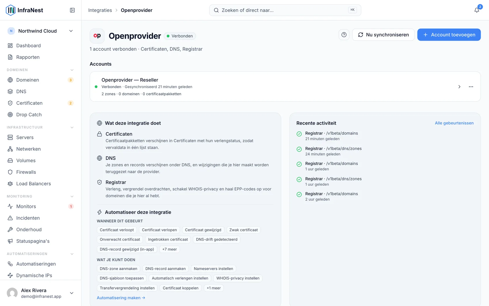 Openprovider koppelen