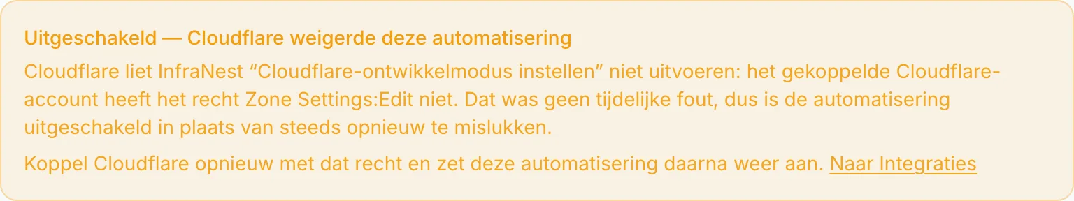 Waarom een automatisering werd uitgeschakeld