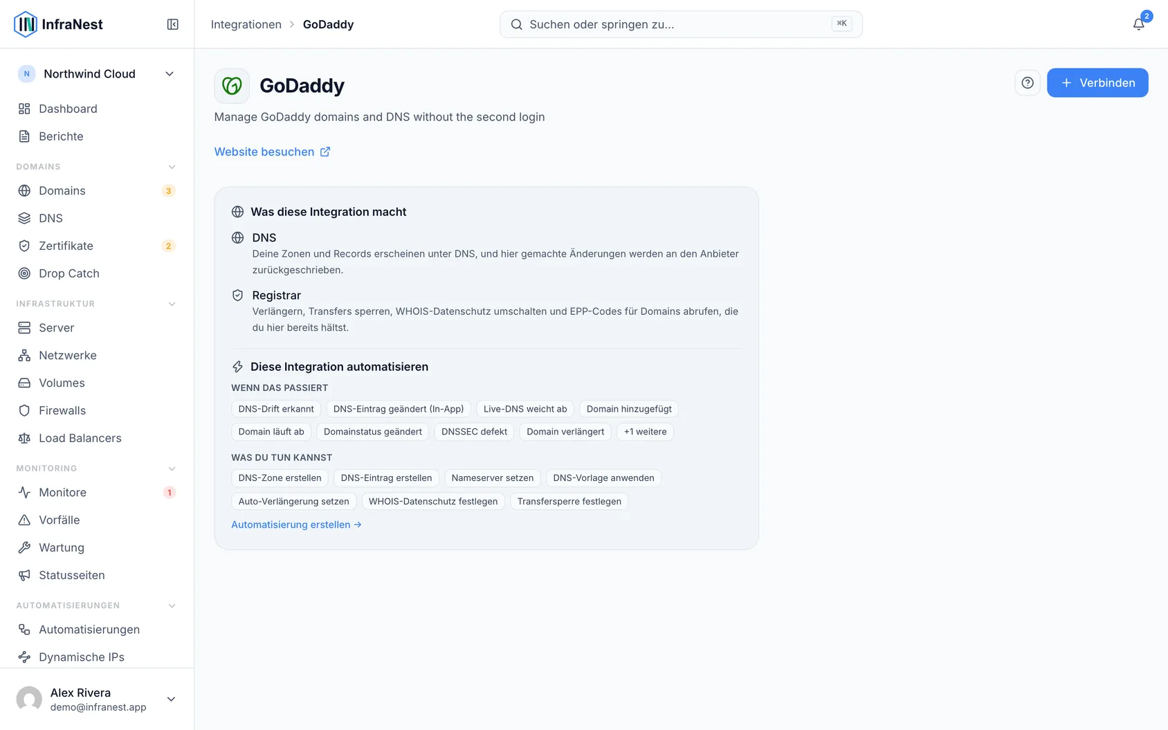 GoDaddy verbinden