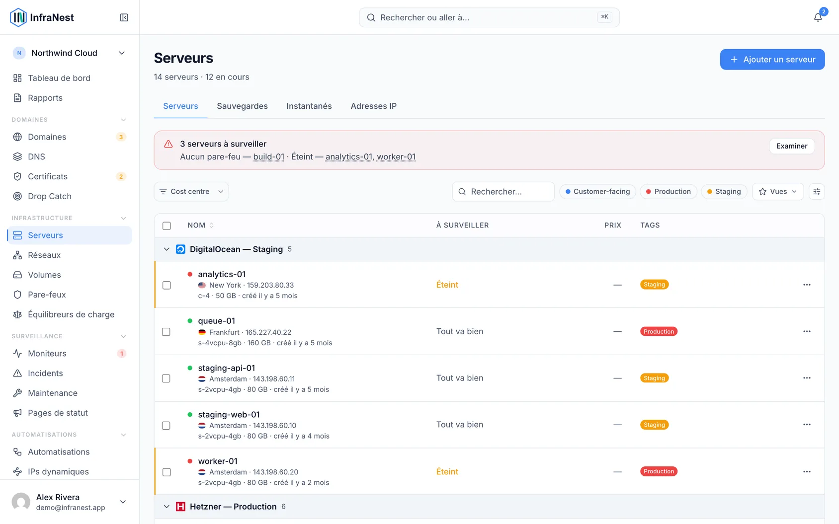 À propos des serveurs cloud