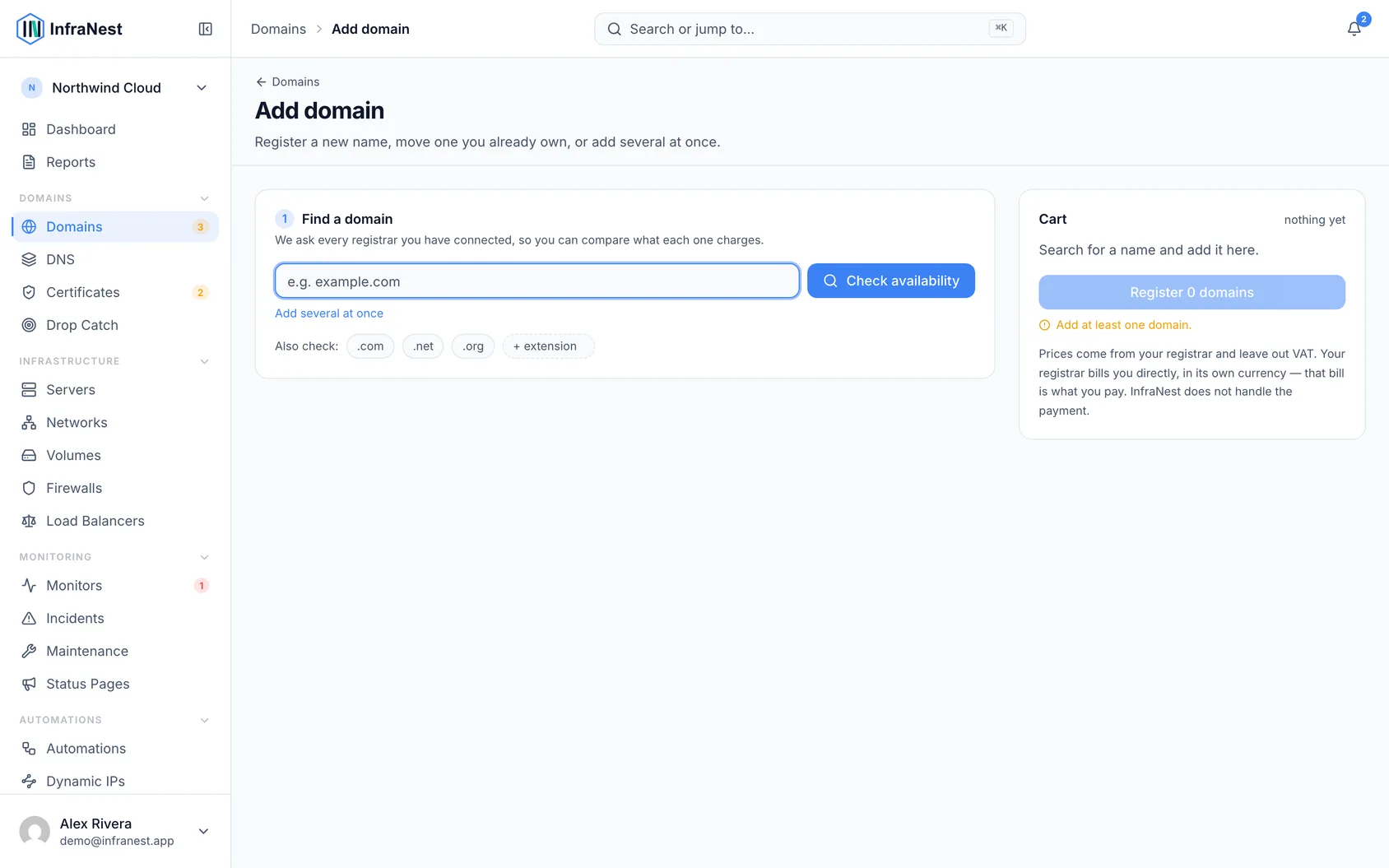 Add and import domains