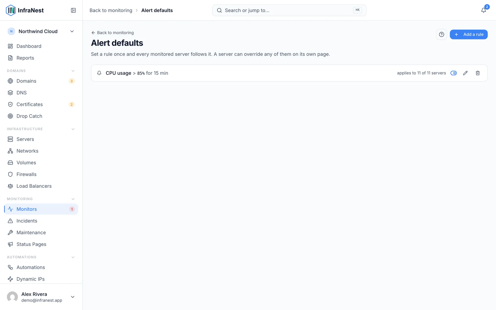 Set alert rules once for every server