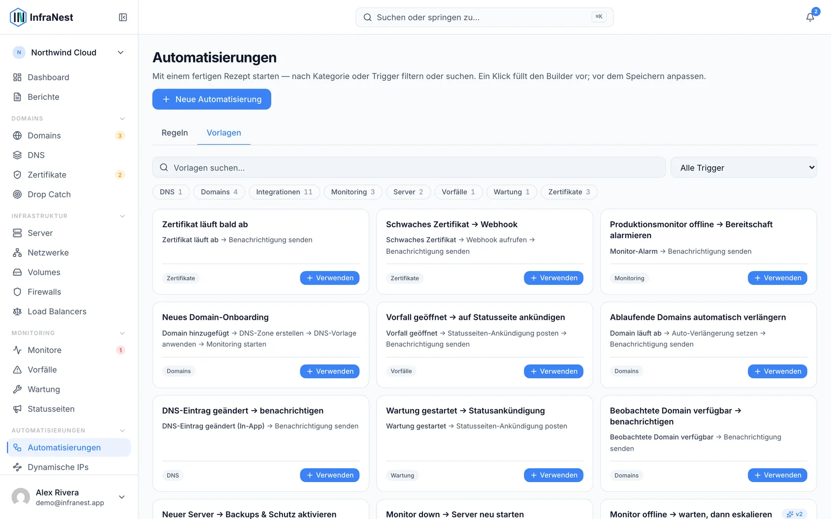 Mit einer Automatisierungsvorlage starten
