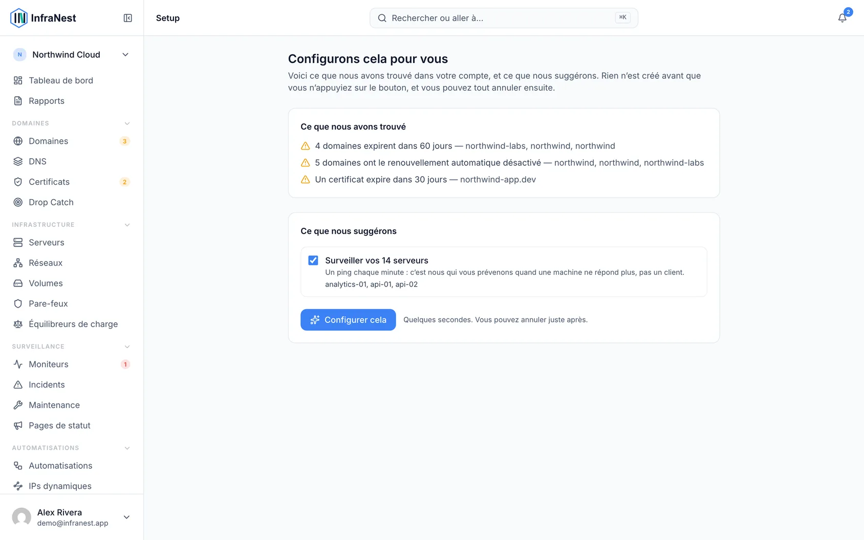 Laissez-nous configurer votre compte
