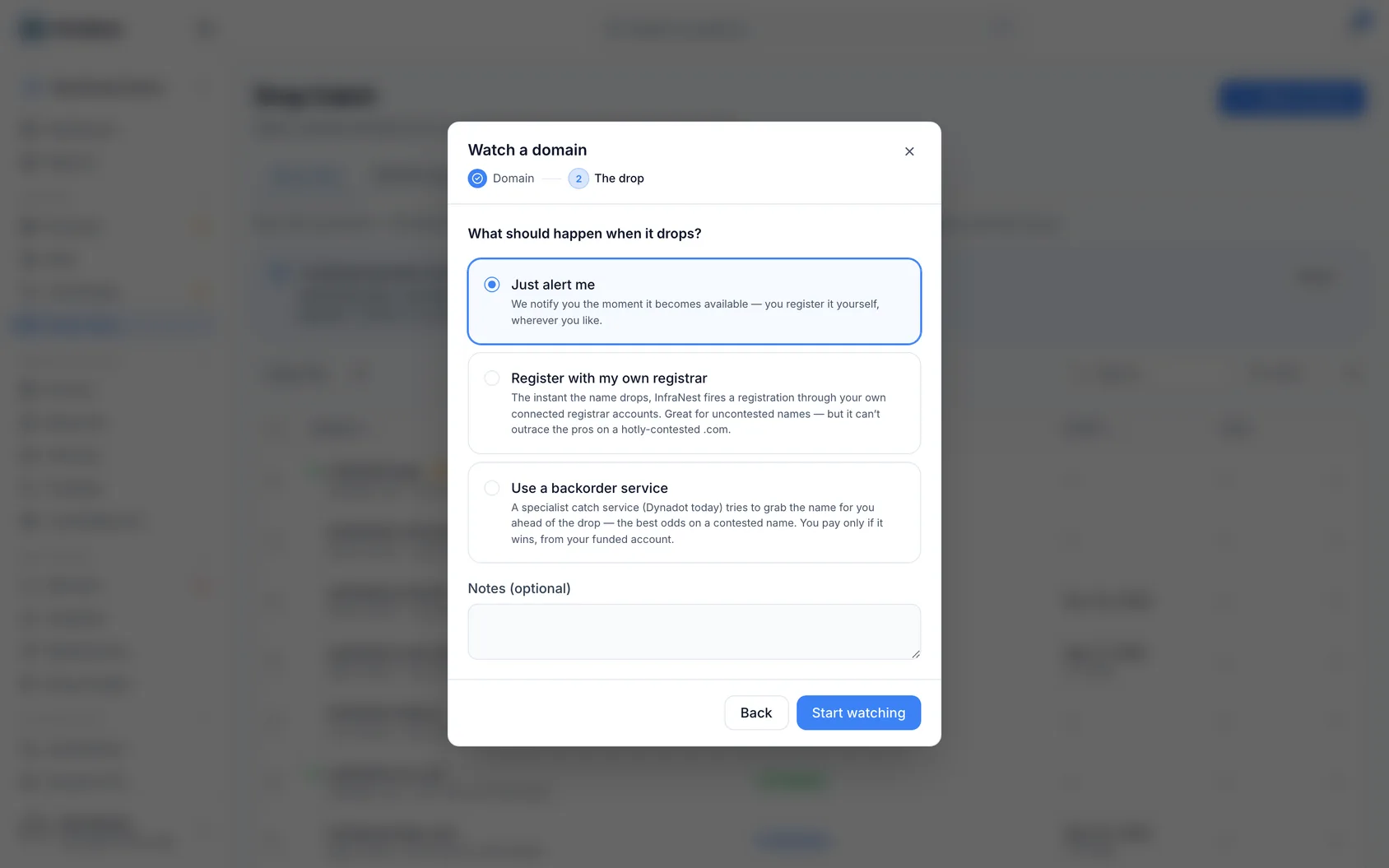 Catch a dropping domain automatically