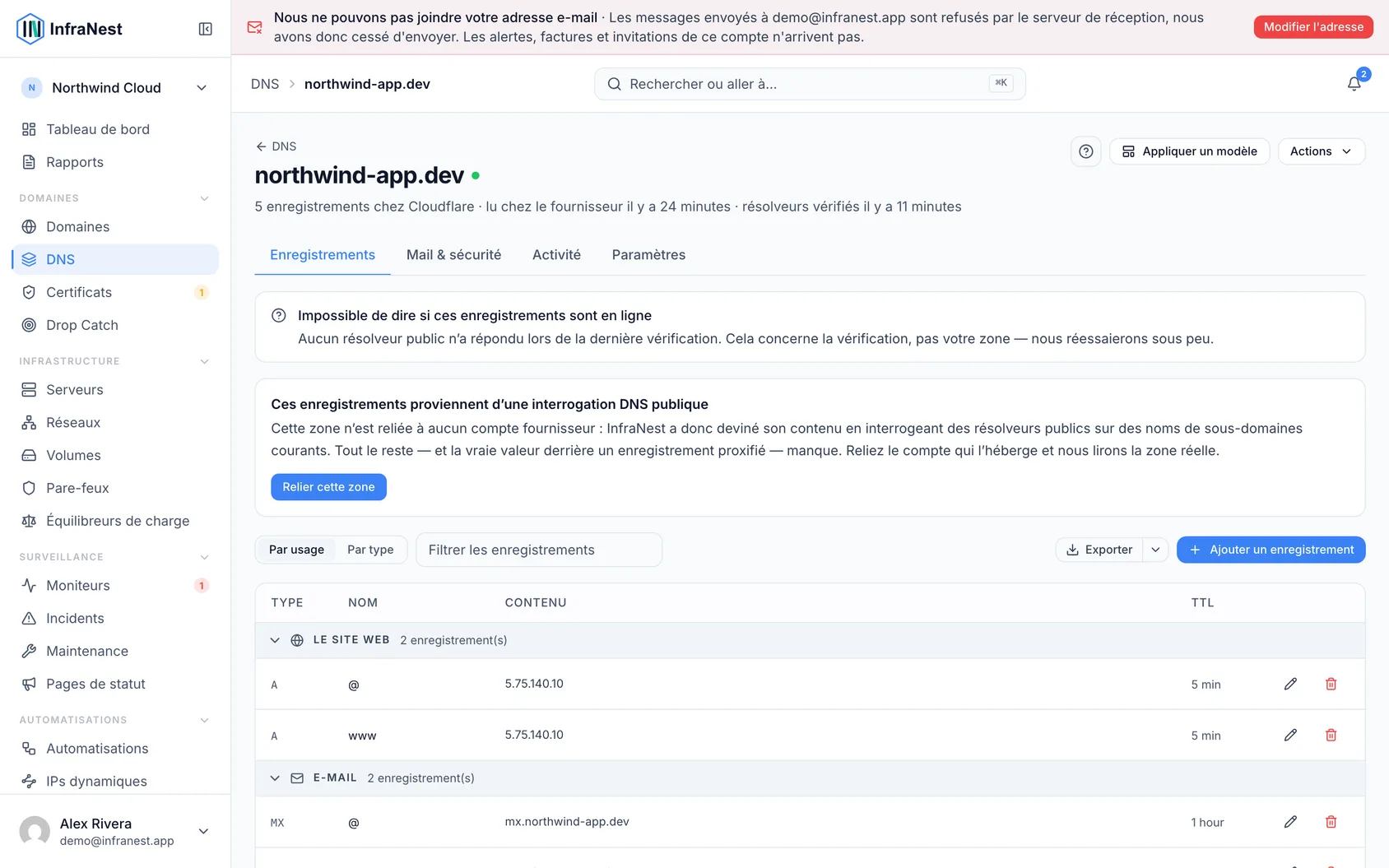 Vérifier la sécurité DNS et e-mail