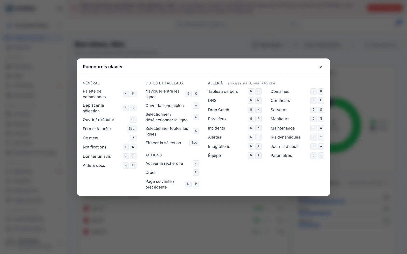 Raccourcis clavier