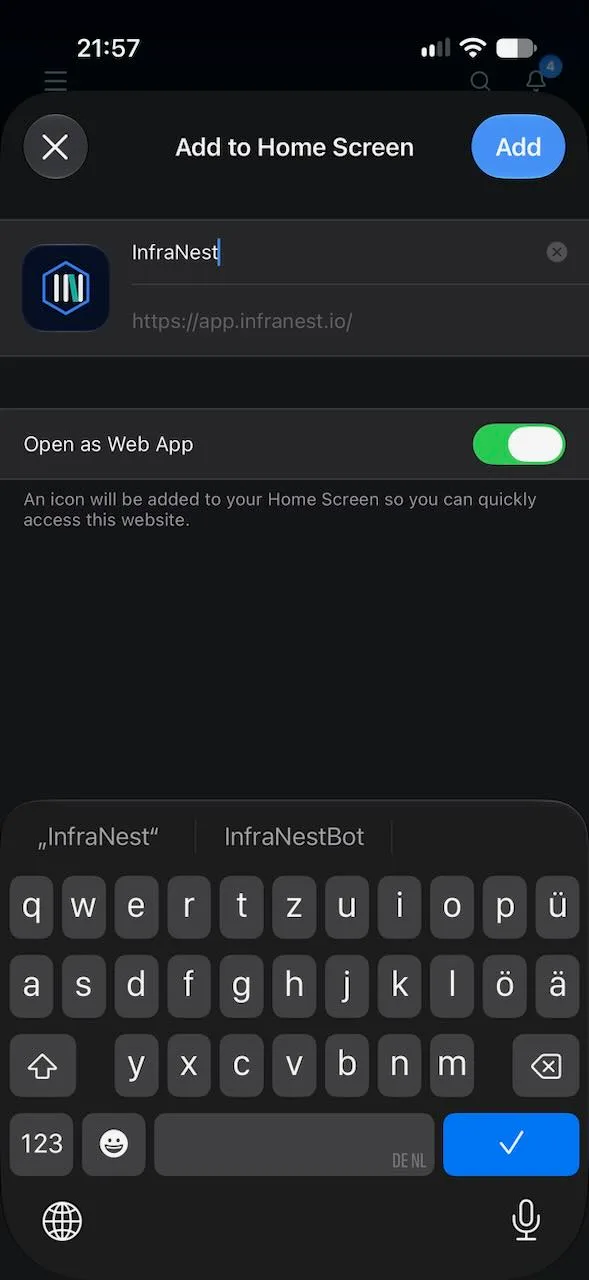 InfraNest als app installeren (2)