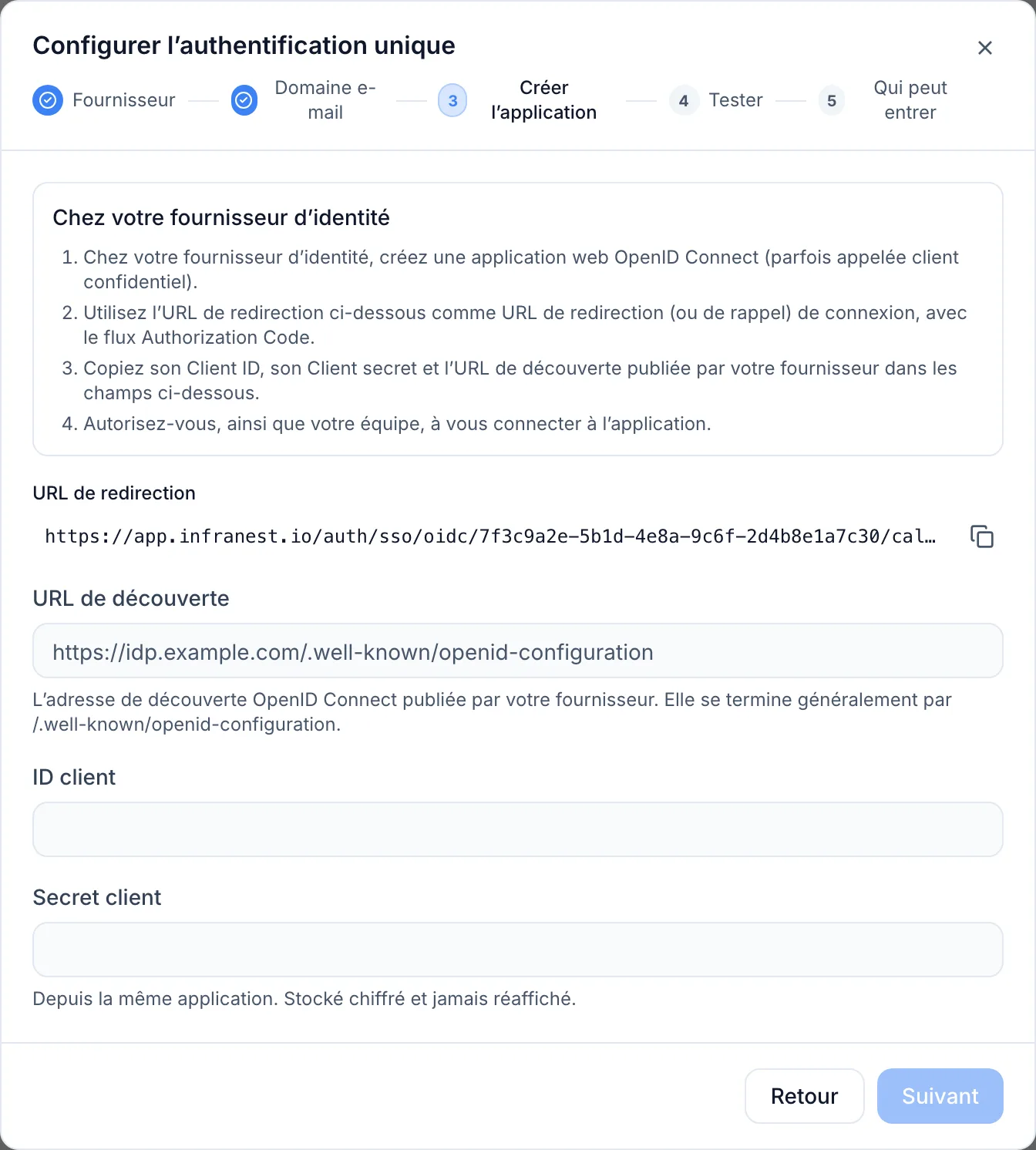 Se connecter à InfraNest avec un autre fournisseur d'identité