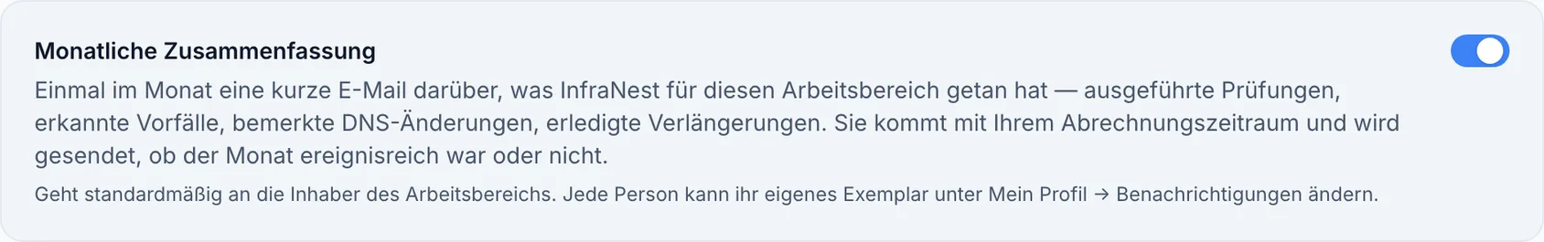 Die monatliche Zusammenfassungs-E-Mail